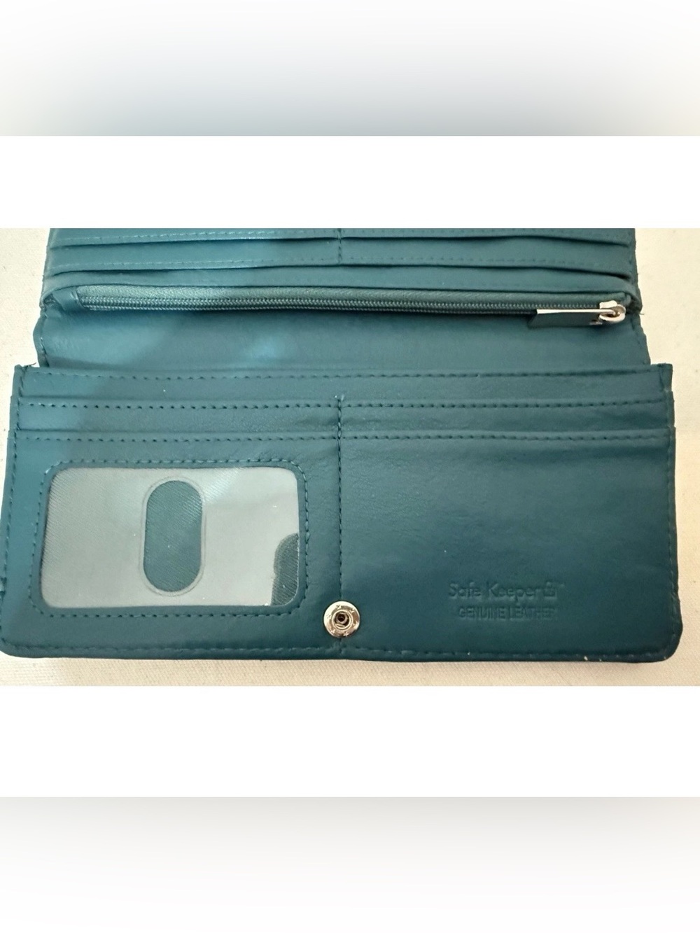 Safe Keeper RFID Wallet Teal Quilted Genuine Leather - Picture 9 of 15